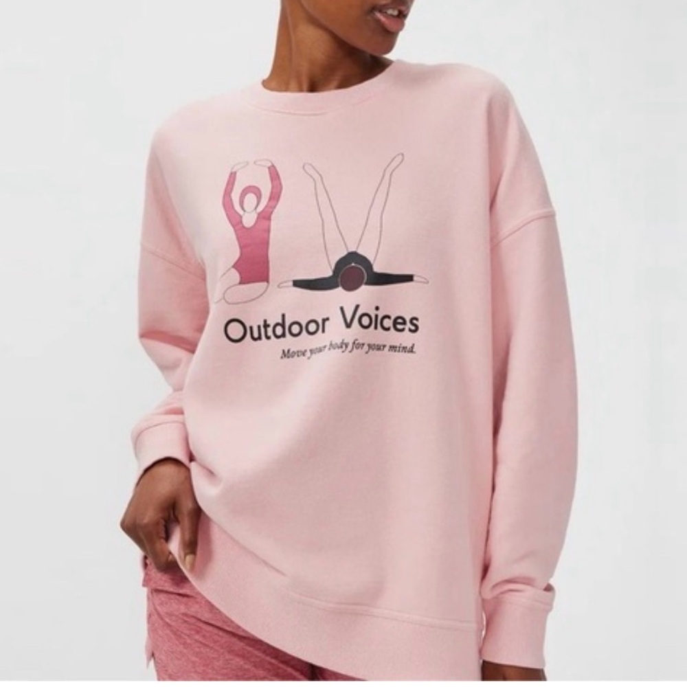 NEW NWT Outdoor Voices Move Your Body Pickup Sweatshirt in a pink color Size S